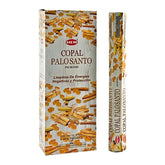 Box en stick van Copal Palo Santo wierookstokjes met Spaanse tekst op de verpakking